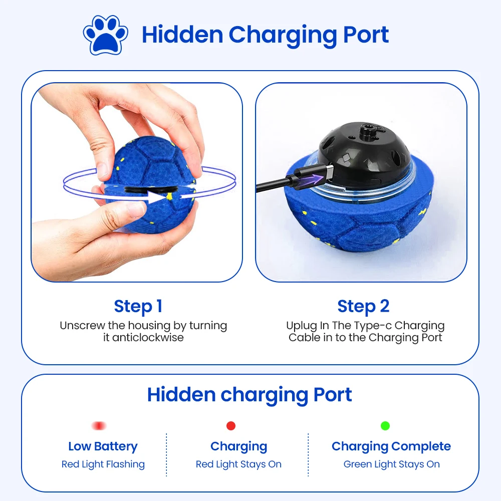 Smart Interactive Dog Toy 8cm Automatic Moving Bouncing Rotating IPX7 Waterproof E-TPU Active Rolling Ball for Medium Large Dogs - Image 5