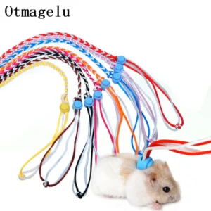 Pet Hamster Leash Harness Rope 2m Adjustable Bunny Cotton Rope Harness Lead Collar for Ferret Squirrel Rabbit Hamster Pet Leash