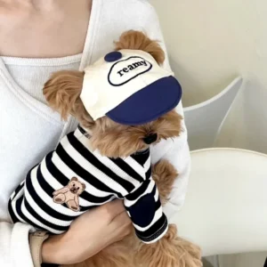 Black Striped Pet Dog Clothes Summer Cartoon Teddy T-shirt Yorkshire Two Leg Clothes Small Dog Soft Pullover