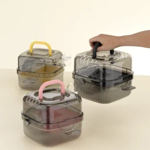 Large Capacity Hedgehog Carrier Translucent Travel Carry Case for Hamsters and Small Animals Breathable Habitat