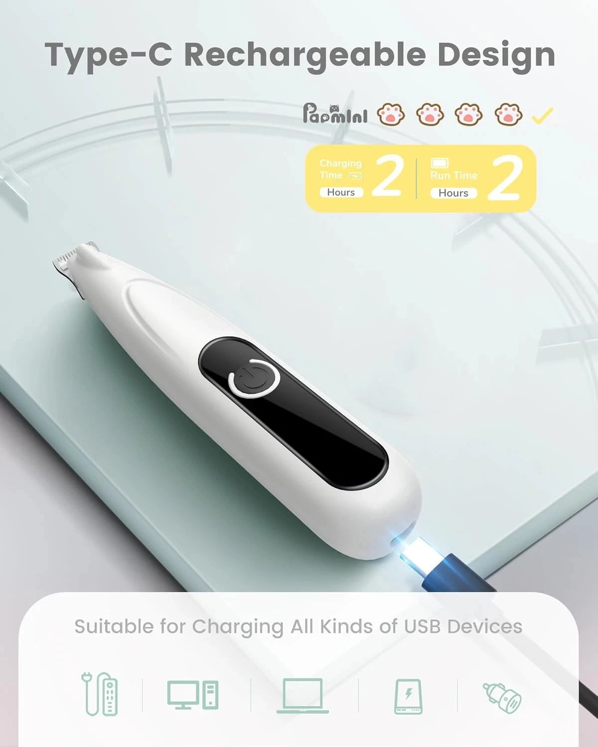 Hair Shaver Low Noise Electric Pet Clippers Pet Hair Trimmer Ceramic Blades Mini Paw Trimmer For Home Use Pet Salon Groomer - Image 3
