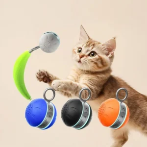 USB Rechargeable Interactive Cat Toy Ball Rotating Anti-Depression Cat Interactive Ball with Tail Bite Resistant