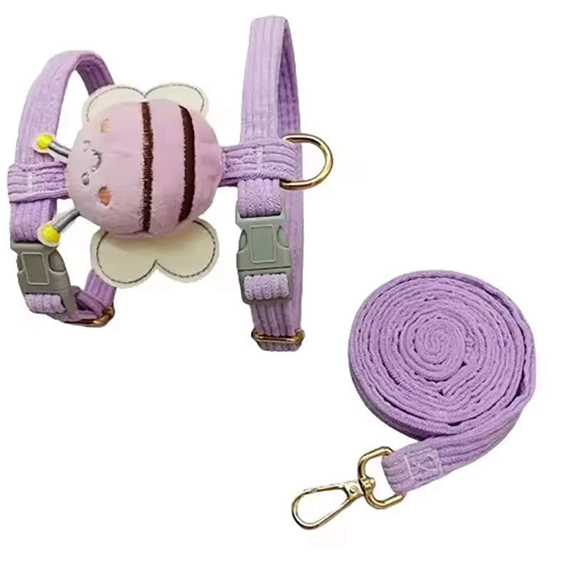 Bee Pattern Cat Small Dog Leash Anti Escape Special H Harness Web Red Adjustable Chest Strap For Walking Cats And Small Dogs - Image 8