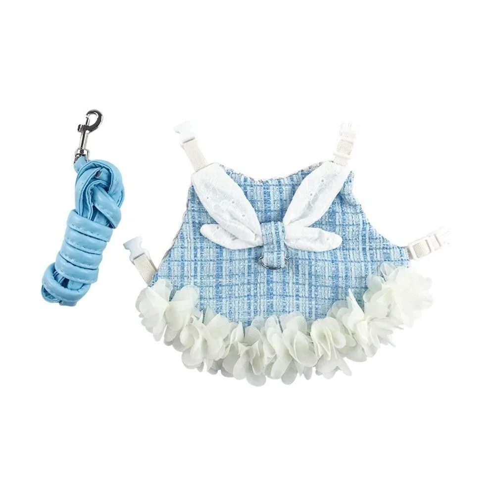 Fashion Adjustable Rabbit Outdoor Harness Comfortable Plaid Pet Traction Suit Breathable Rabbit Sleeveless Dress Small Animals - Image 7