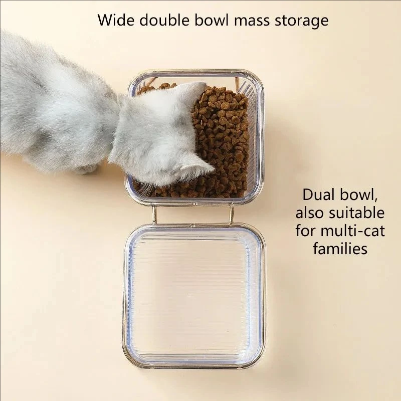 Cat Double Bowl New with Stand Pet Kitten Puppy Transparent Food Feeding Dish Metal Elevated Water Feeder Dog cats Bowl Supplies - Image 5