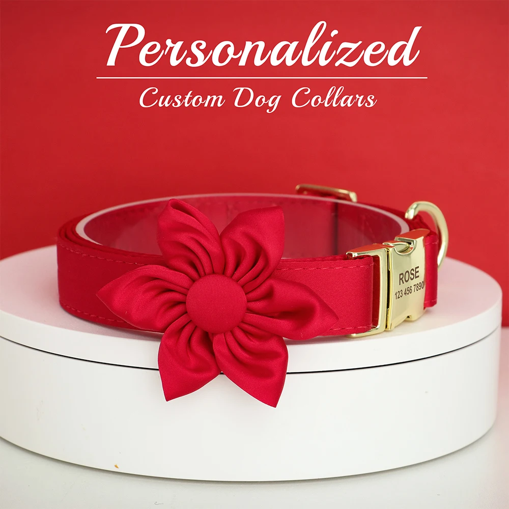 Personalized Silk Dog Collar Adjustable Durable Dog Collar with Bowtie Flower For Small Medium Large Dogs Wedding Bowtie Collars - Image 20