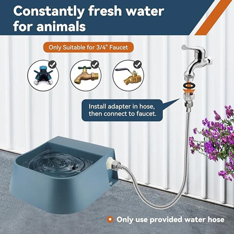 Dog Automatic Water Bowl Dispenser with 1.5m Water Hose 2L Outdoor Auto Fill Pet Water Dispenser for Animal Cat Chickens Rabbits - Image 4