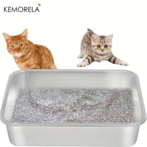 Large Capacity Durable Stainless Steel Litter Box Low Entry Open Design Is Convenient To Use Comfortable And Easy To Clean