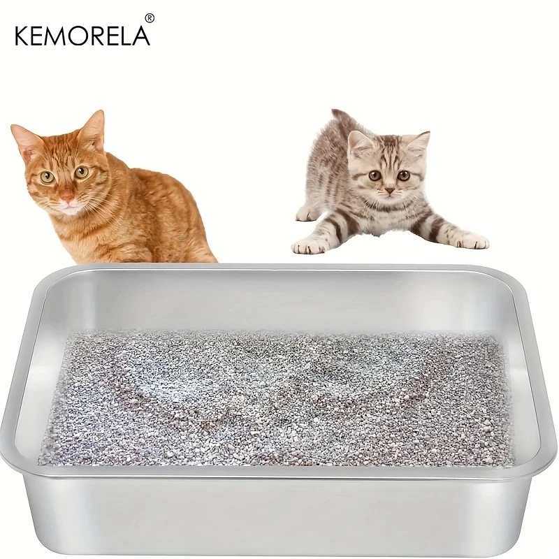 Large Capacity Durable Stainless Steel Litter Box Low Entry Open Design Is Convenient To Use Comfortable And Easy To Clean