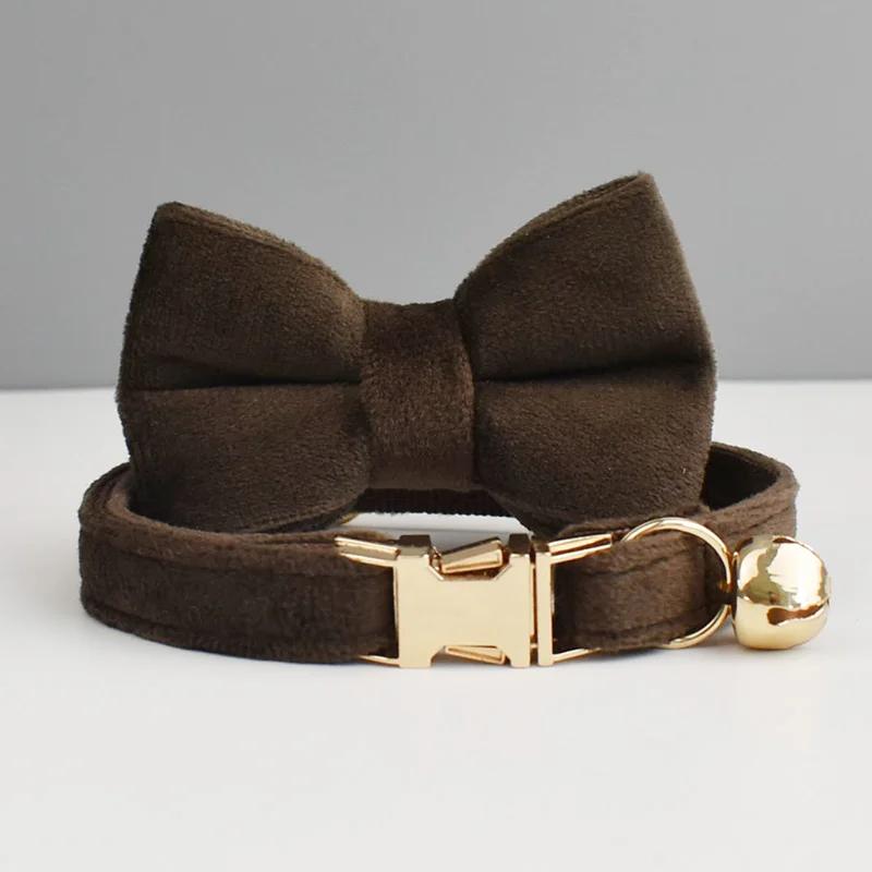 Personalized Velvet Cat Collar Luxury Cat Collar INS Wind Velvet Cat Collar Personalized Cat Collar with Name Plate Bell Bow tie - Image 8