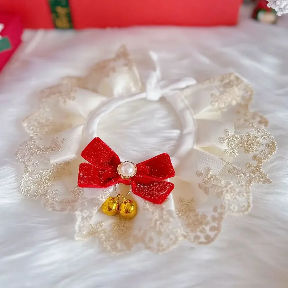 Organza Lace Bowknot Cat Collar Cat Dog Decor Pet Ornament Pet Saliva Towel Scarf Accessories Puppy String Bib Necktie Cat Dog - Image 3