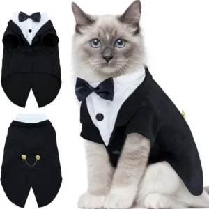 Cat Shirt Vest Clothing Cat Birthday Tailcoat Clothes Formal Attire Small Shirt Pet Clothes Wedding Birthday Cat Vest