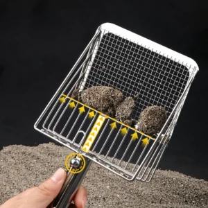 Cat Litter Shovel Stainless Steel Wooden Handle Easy To Rust Washable Kitten Litter Scoop Cats Toilet Cleaning Shovel Tool