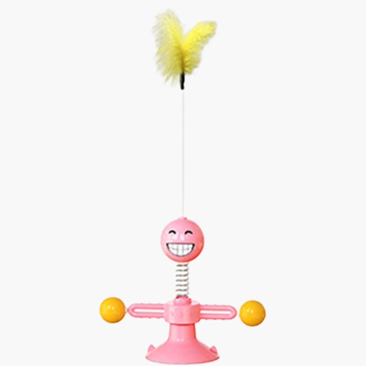 360° Spinning Cat Toy with Spring & Feathers, Food-Grade ABS, Suction Cup Base for Self-Play - Image 8