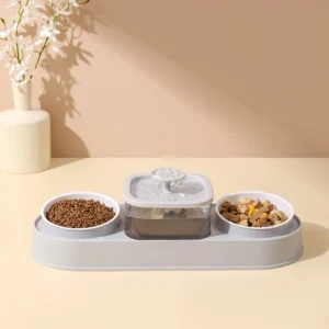 New Cat Food Bowl Pet Automatic Feeder Water Dispenser Dog Cat Food Container Drinking Dish Anti Slip Double Bowl