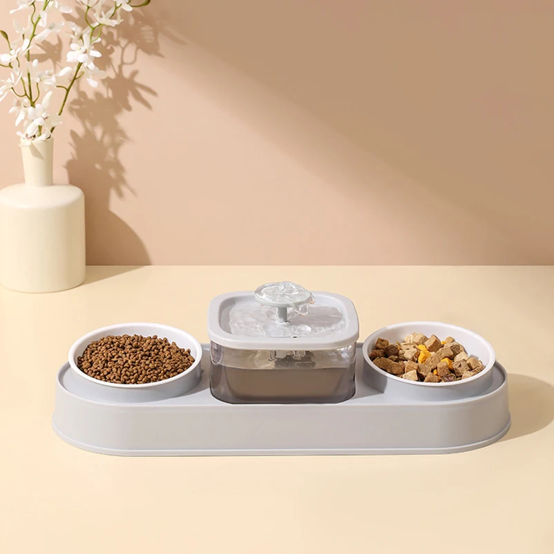 New Cat Food Bowl Pet Automatic Feeder Water Dispenser Dog Cat Food Container Drinking Dish Anti Slip Double Bowl
