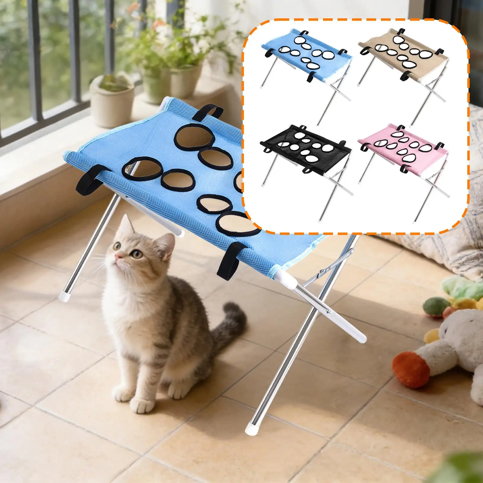 Pet Grooming Hammock with Eight Hole Hanging Harness Cat Grooming Sling for Ear Cleaning Nail Trimming - Image 6