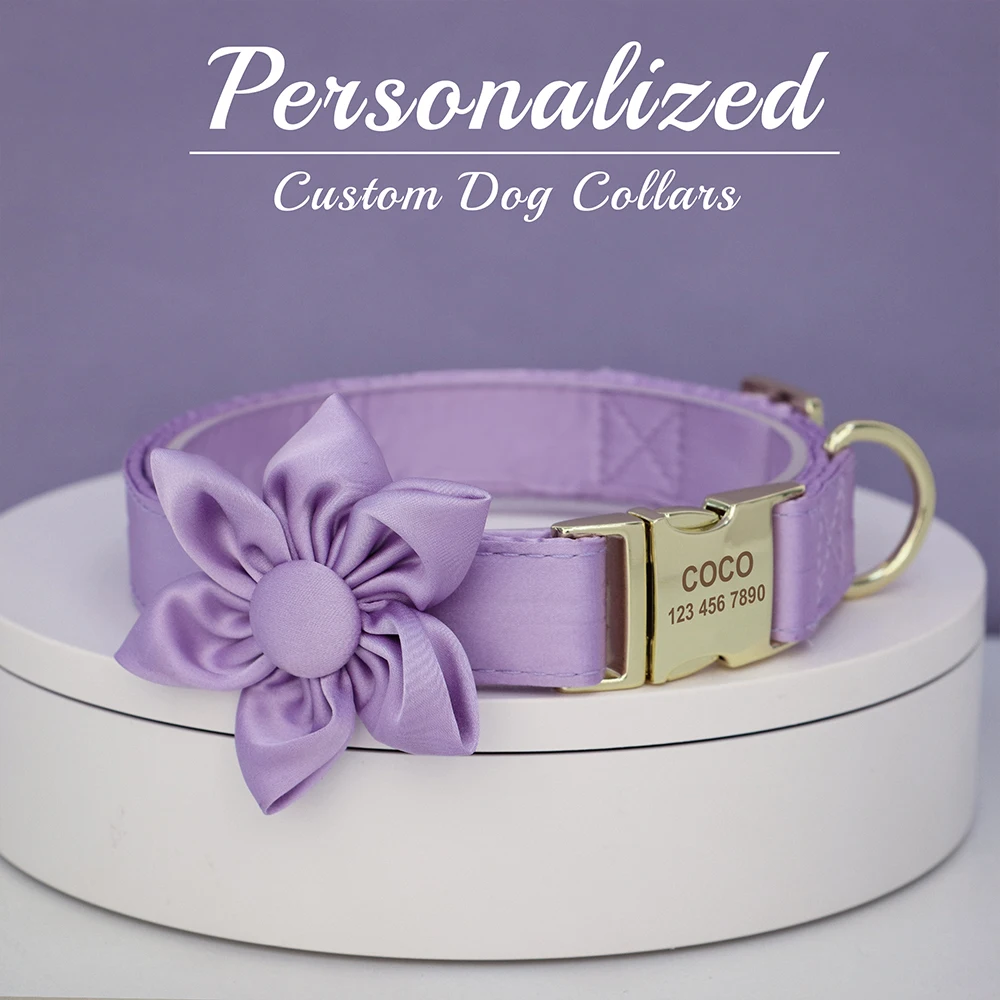Personalized Silk Dog Collar Adjustable Durable Dog Collar with Bowtie Flower For Small Medium Large Dogs Wedding Bowtie Collars - Image 16