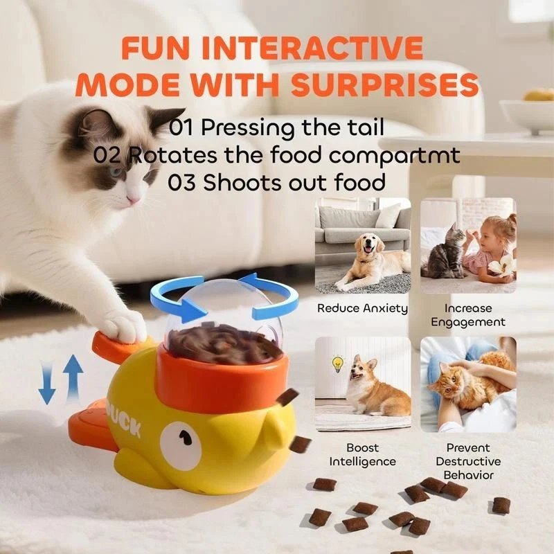 Pet Automatic Feeder Yellow Duck-Shaped Food Treat Dispenser Interactive Training Puzzle Toy Snack Feeder for Dogs and Cats - Image 5