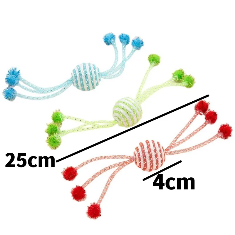 Cat Toy Self Hi Cats Sticks Cat Toys Interactive 2PC Ropes Ball Toys for Cats Teasing Bite-resistant Wool Ball 2PCS Pet Products - Image 5