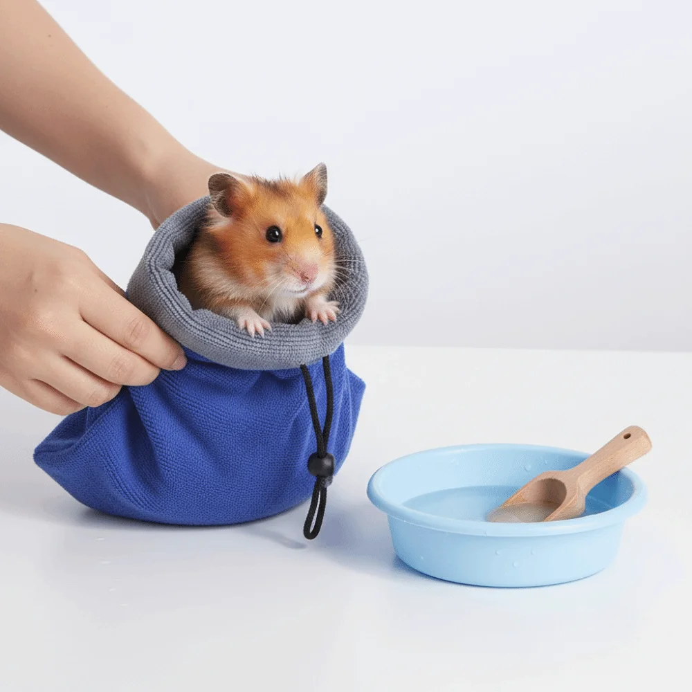 Fast Drying Pet Bath Towel Bag Adjustable Skin-Friendly Ferret Cleaning Washcloth Soft Hamster Absorbent Towel After Bath Care - Image 5