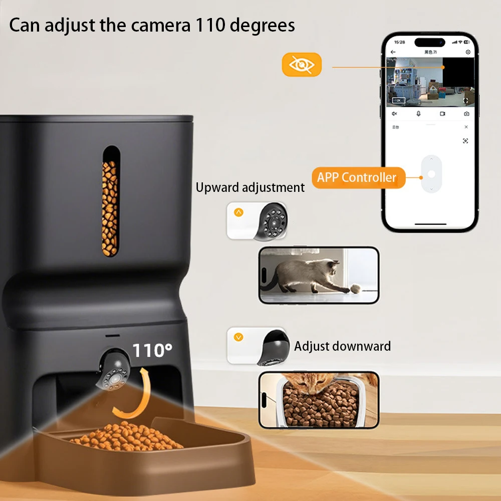 Smart Automatic Cat Feeder 7L with 1080P Camera Night Vision WiFi 2.4G/5G APP Control Voice Call Pet Food Dispenser for Cats Dog