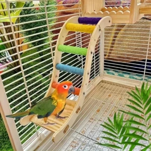 Parrot Frosted Ladder Toy Climbing Platform Perch Stick for Chewing Grinding Claws Beak