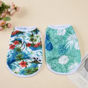 Summer Cat Vest Clothes For Small Medium Dogs Cats Breathable Hawaiian Beach Style Kitten T-shirt  Chihuahua Yorkshire Pug Coat