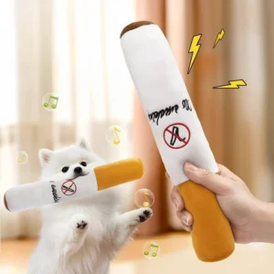 Dog Chew Plush Toy Squeaky Simulated Cigarette Shape Puppy Toy Plush Stuffing Interactive Cleaning Tooth Dog Supplies