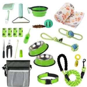 PupLuxe Puppy Starter Kit - Green 22 Piece Bundle Great for Dog Training Perfect for New and Experienced Owners