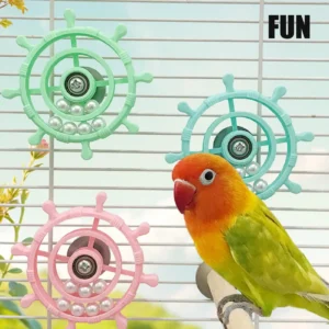 Interactive Parrot Rotating Windmill Toy Bird Cage Toy For Parrots Rotating Treat Dispenser For Mental Stimulation Entertainment