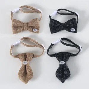 2026 New Pet Linen Collar Gentleman Adjustable Anti-Choking Breathable Bowtie, Tie & Bowknot Decor Comfortable For Cat&Small Dog