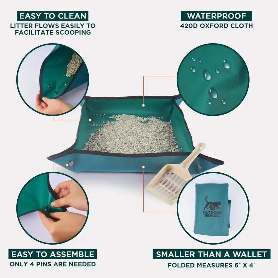 Travel Litter Box for Cats 3in1 Kit Foldable Litterbox Litter Bag Scooper Portable Litter Box for Cat Traveling Collapsible Litt - Image 5