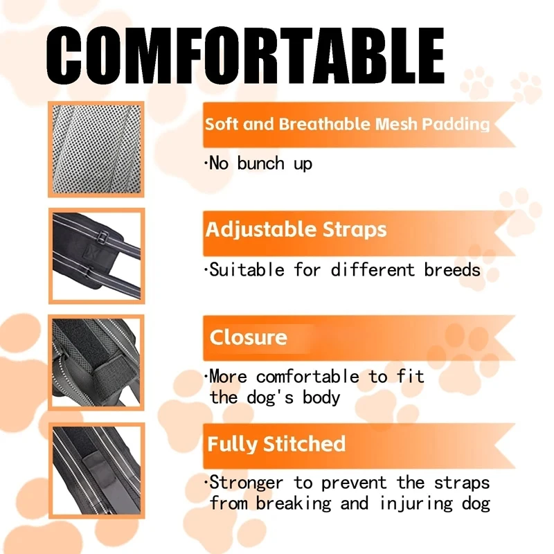 Dog Lift Harness Adjustable Dog Sling for Back Legs Support Rehab Harness for Weak Rear Legs Pet Aid Assist Tool For Elderly Dog - Image 5