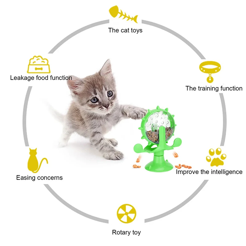 Pet Cat Food Funnel Spinning Windmill Interactive Training Cat Puzzle Toy Compatible with Windmill-Style Cat Food Funnels 1PC - Image 3