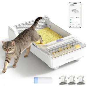 Open Top Automatic Self Cleaning Cat Litter Box, Extra Large Electric Cat Litter Box with APP Control Health, Customized