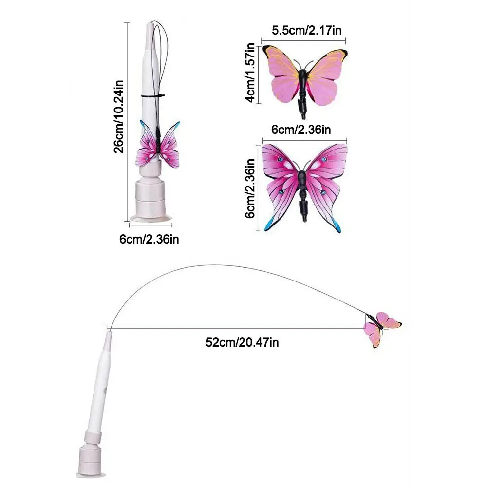 Switchable Butterfly Pattern Cat Teasing Stick Interactive Toy Self-hilarity Relieves Automatic Cat Teaser 360° Swivel Electric - Image 4
