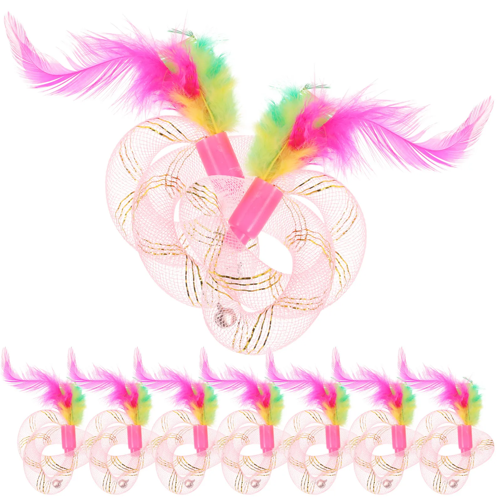 10Pcs Feather Cat Spring Plastic Spring Cat Play Set Bright Color Exercise Supplies Random Color Healthy Fun Gift