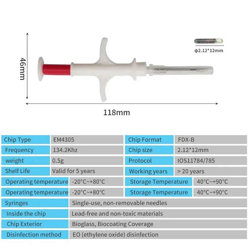20pcs Pet Microchip 134.2KHz Animal Syringe EM4305 ID Chip ISO11784/11785 FDX-B Animal Injection Microchip For Dog Cat - Image 7