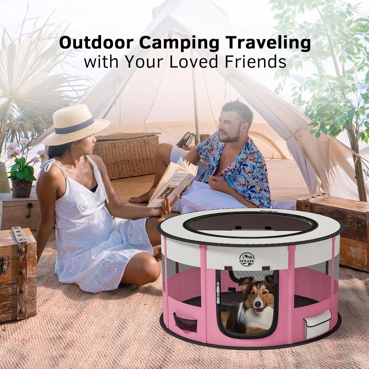 Dog Playpen Puppy Play Pen Indoors Pet Crate Small Dog Cage Portable Foldable Cat Kennel for Kitten Hamster Rabbit Bunny - Image 5