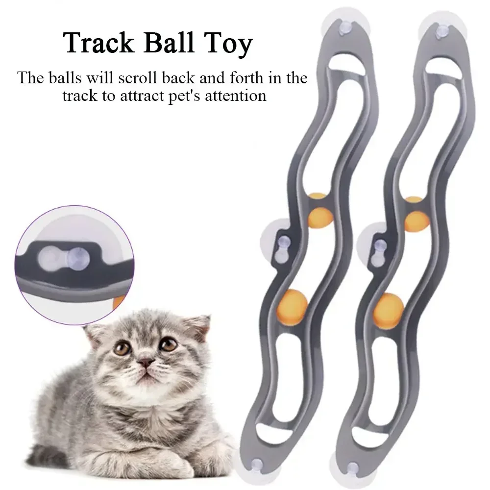 New Track Cat Toy Plastic Sucker Track Ball Pet Accessories Window Table Tennis Adsorption Glass Cat Toy Funny Cat Toys Pet Toys - Image 4