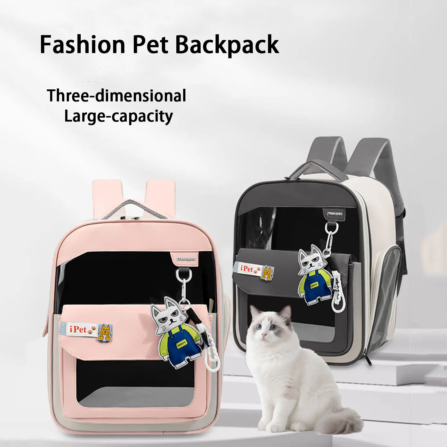 Large-Capacity Multi-Function Pet Carrier Backpack, Large Travel Bag, ventilated, Portable, Hands-Free