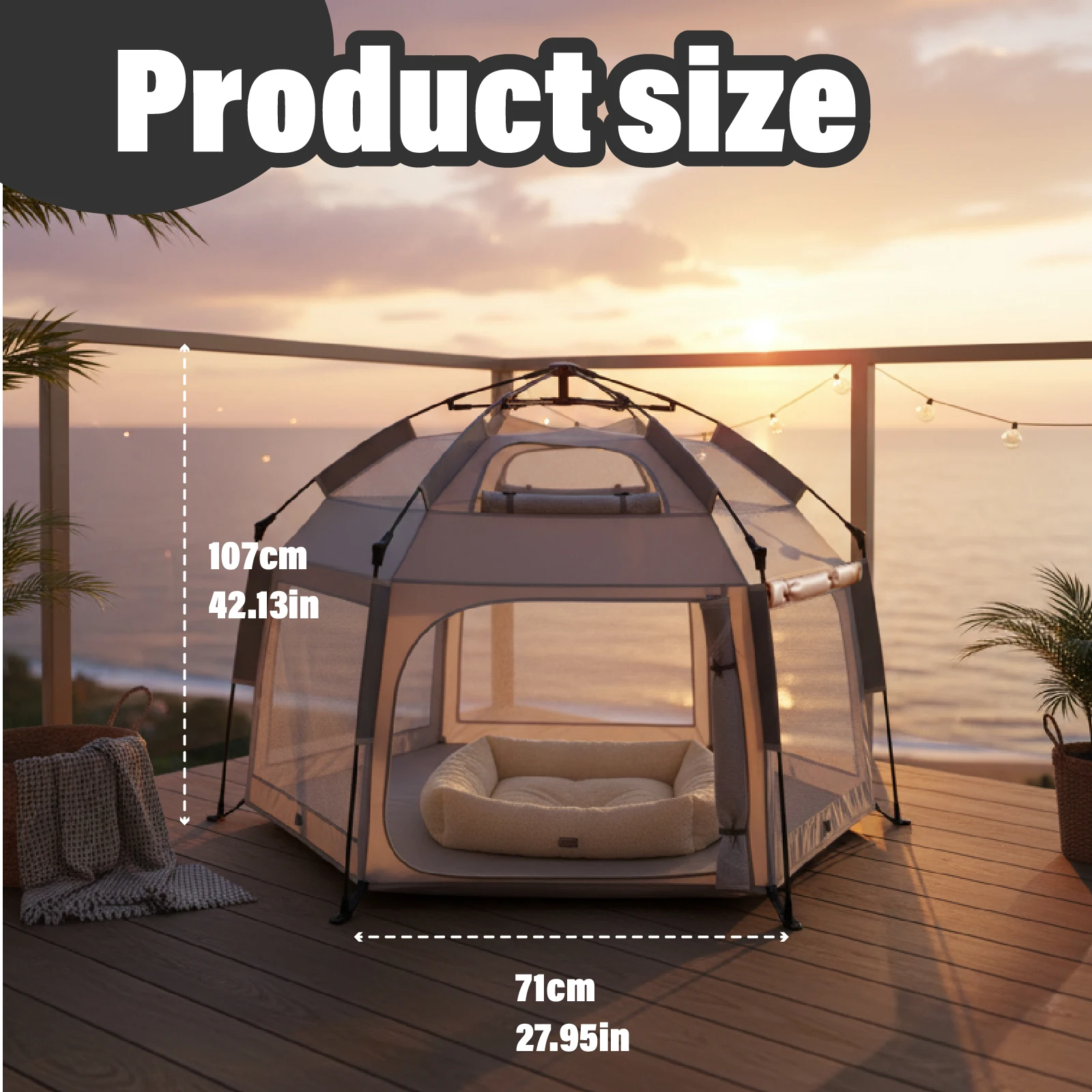 Foldable Dual-Use Indoor/Outdoor Pet Tent Sunshade Playpen Portable Pet Fence with UV Protection And Ventilation Windows - Image 2