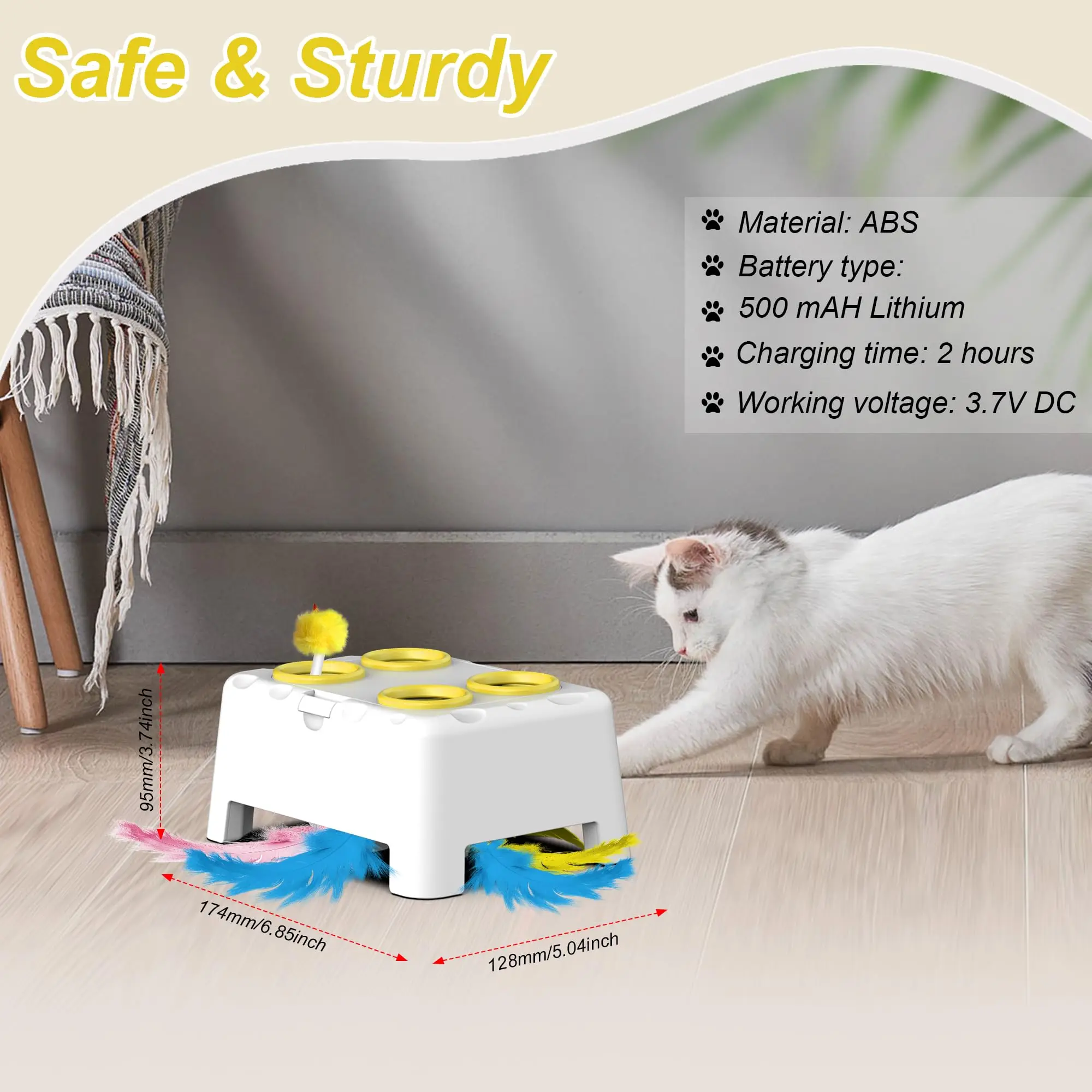 Whack A Mole Automatic Pop-Up Rechargeable Cat Toy - Interactive Play for Kittens & Cats - Image 4