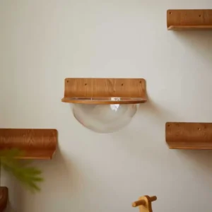 # Solid Wood Cat Perch With Transparent Acrylic Bubble & Sisal Scratching Post Climbing Shelves