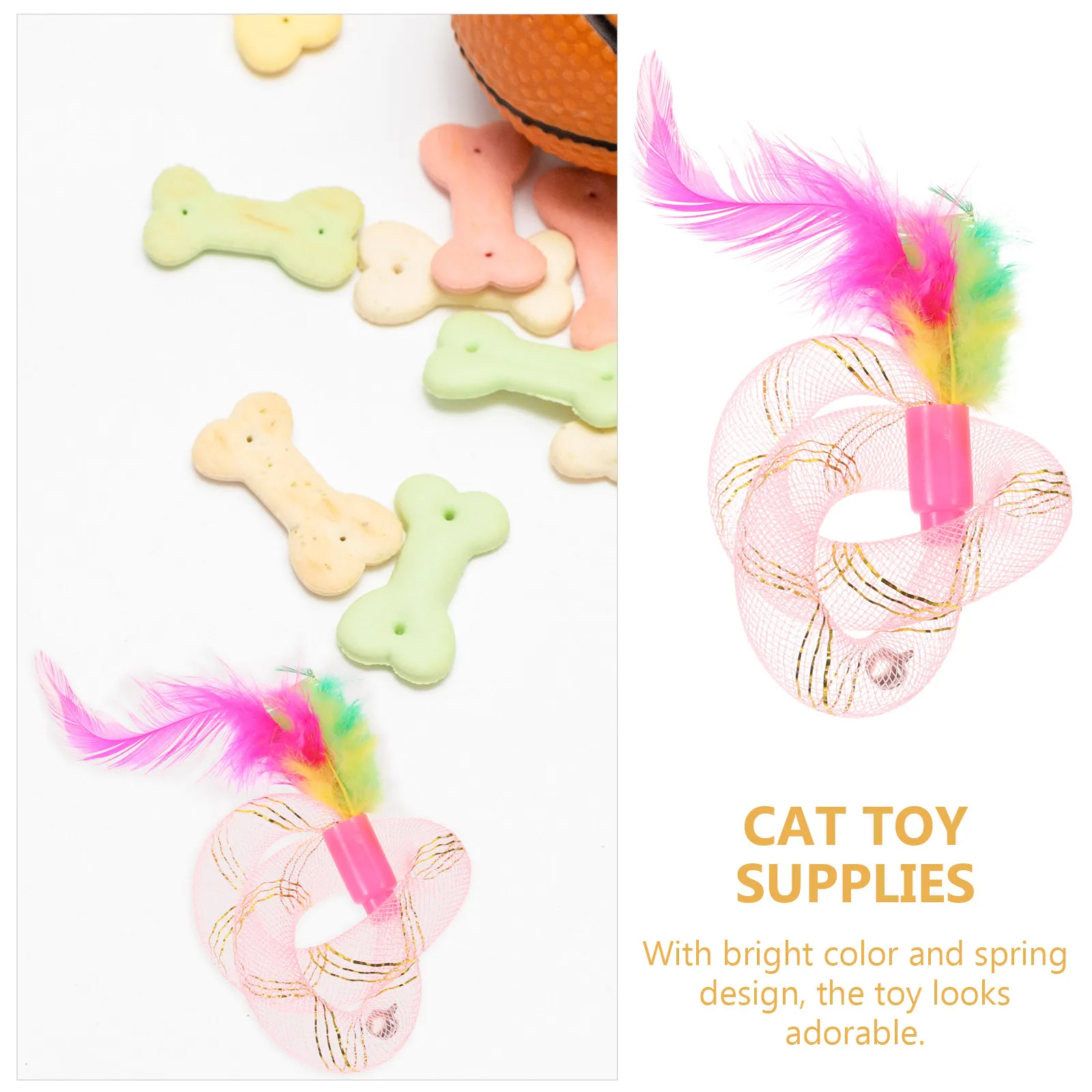 10Pcs Feather Cat Spring Plastic Spring Cat Play Set Bright Color Exercise Supplies Random Color Healthy Fun Gift - Image 2