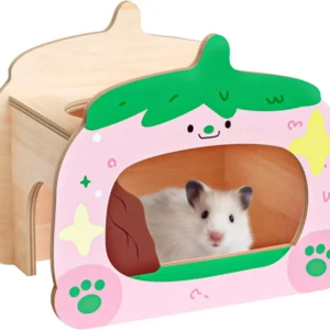 Mini&moe Hamster Houses and Hideouts - Wooden Hamster Hideouts Multiple Entrances Small Animal Habitat Cage Accessories & Decor