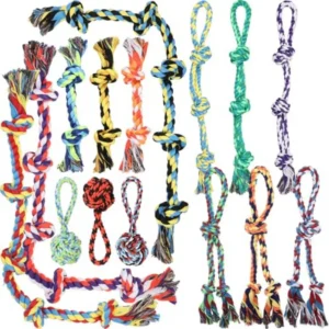 15-Piece Dog Rope Toys - Heavy Duty Cotton Tough Tug Toys for Aggressive Chewers Medium to Large Breeds Puppy Teeth Cleaning 5