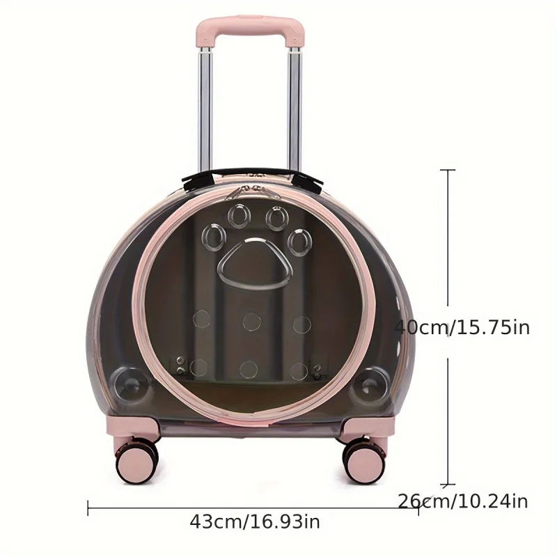 1 Transparent Pet Carrying with Wheels Large Capacity Spaceman Capsule Backpack Cats Portable Trolley Bag Durable Plast - Image 2