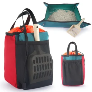 Travel Litter Box for Cats 3in1 Kit Foldable Litterbox Litter Bag Scooper Portable Litter Box for Cat Traveling Collapsible Litt